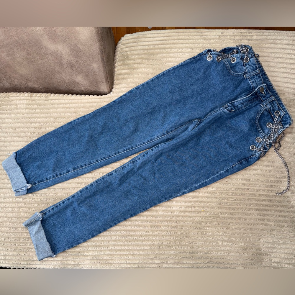 ✨ SHEIN Y2K Chain Lace-Up Side Jeans 👖 ⛓️⛓️‍💥